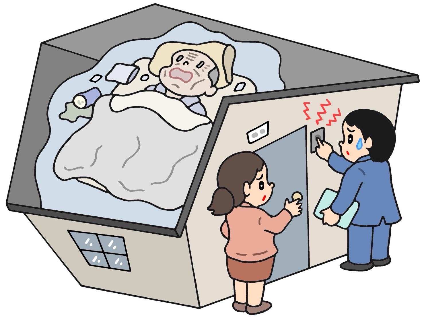 高齢者の異変に気づいた近隣住民と職員